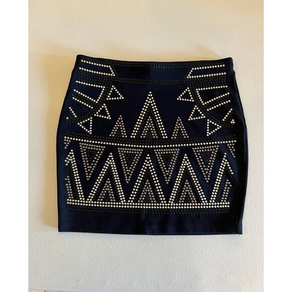 By Su Studded Mini Black Stretch Size M Skirt - Picture 1 of 7